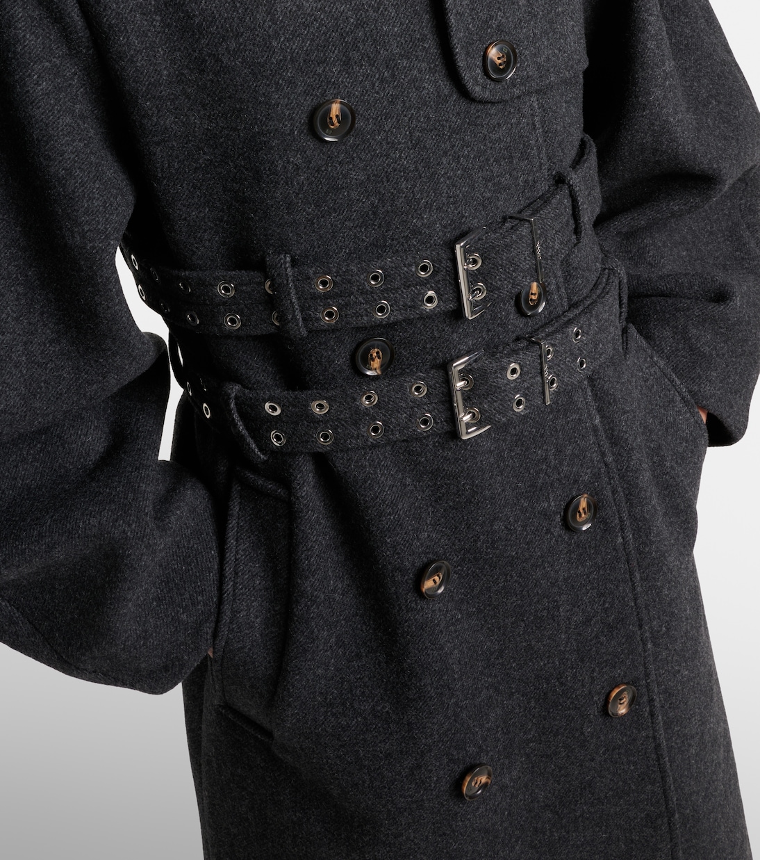 Belted wool and cashmere-blend coat | Ganni