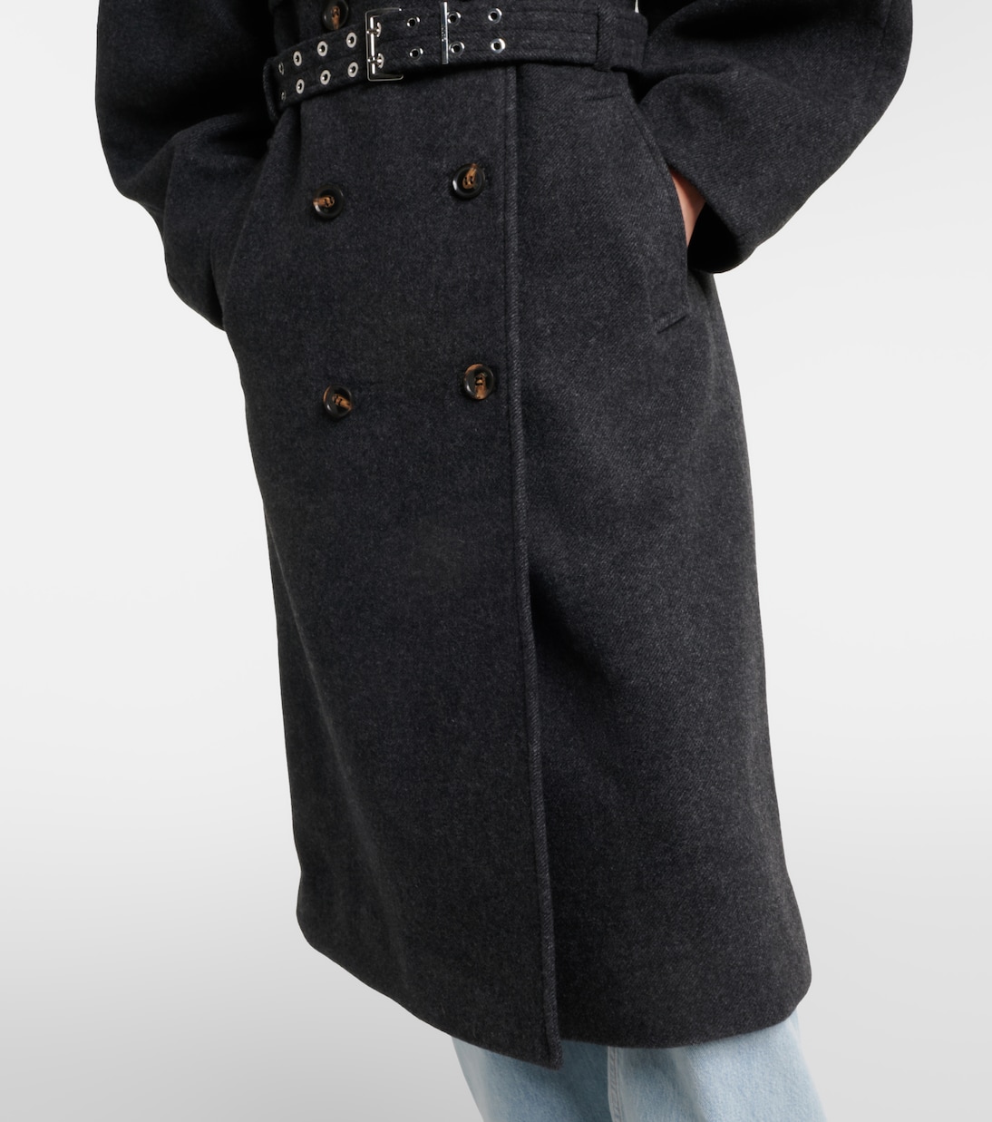 Belted wool and cashmere-blend coat | Ganni