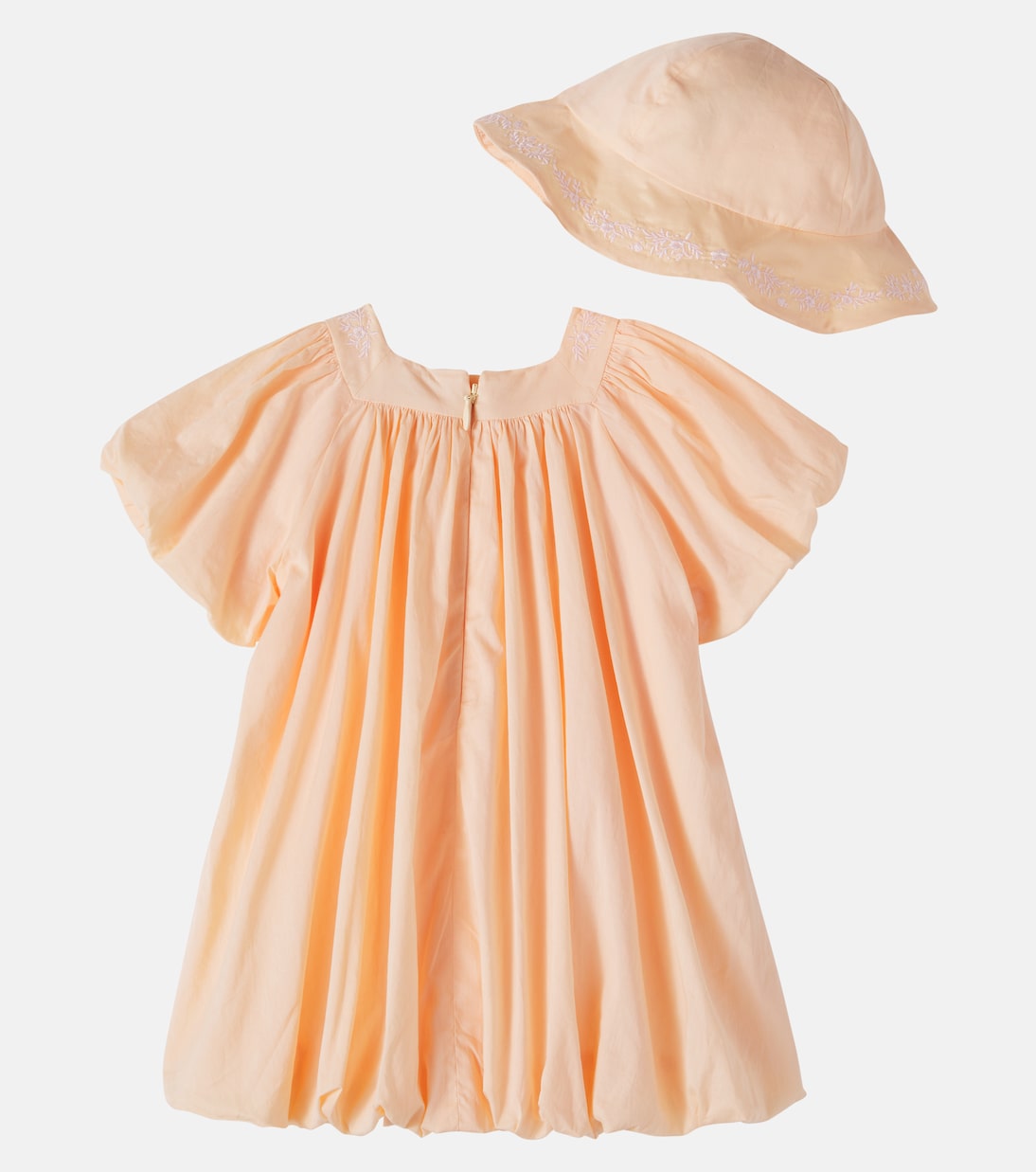 Baby embroidered cotton dress and hat set | Chloé Kids