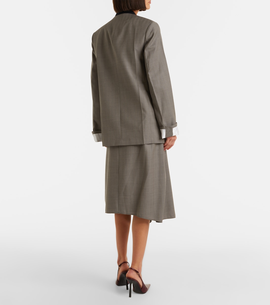 Asymmetric virgin wool midi skirt | Victoria Beckham