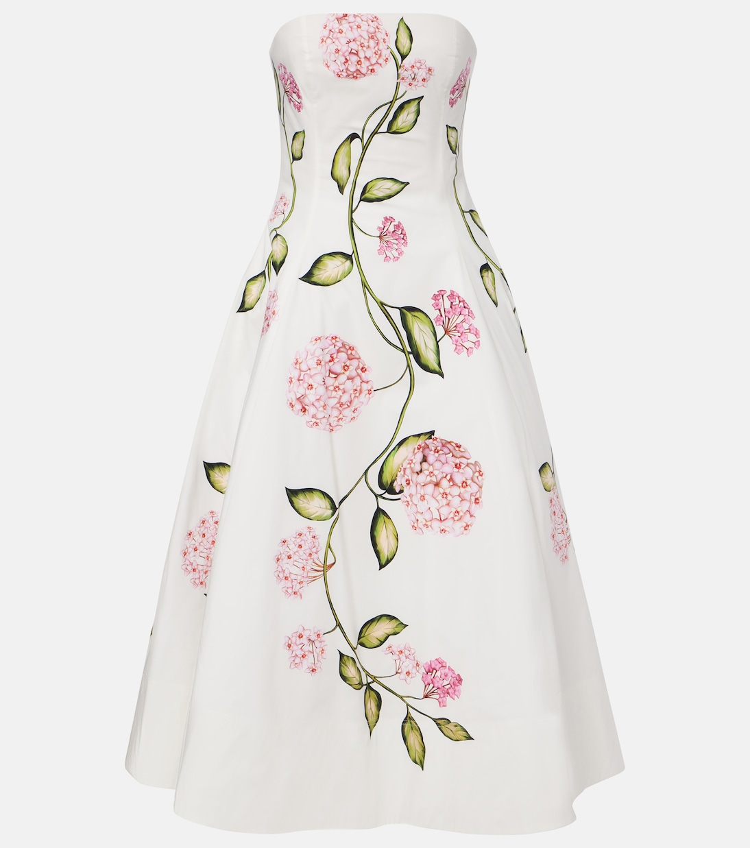 Floral cotton-blend poplin bustier gown | Oscar de la Renta