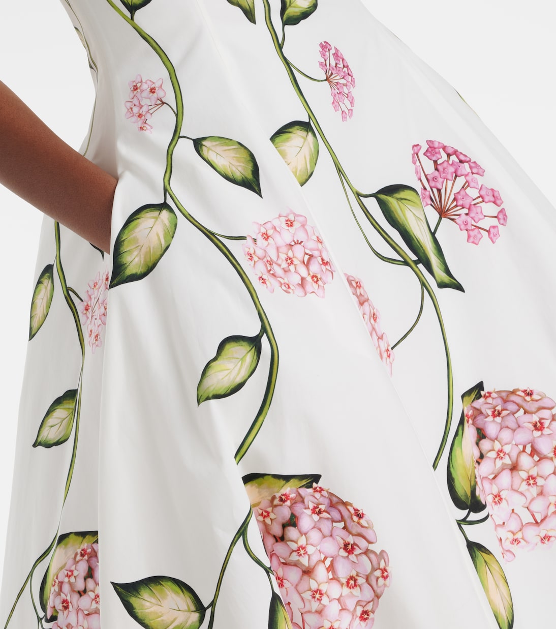 Floral cotton-blend poplin bustier gown | Oscar de la Renta