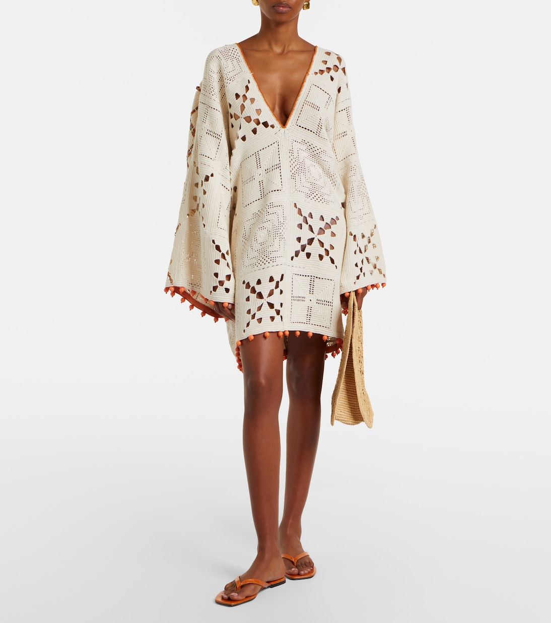 Marva beaded crochet cotton minidress | Alémais