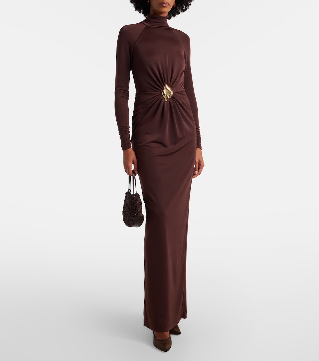 Embellished gathered jersey gown | Rebecca Vallance