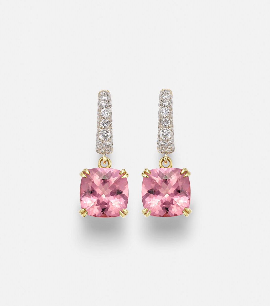 Cobblestone Micro 18kt gold hoop earrings with morganites and diamonds | Octavia Elizabeth