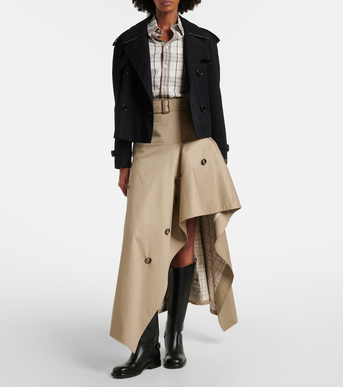 Heather asymmetric cotton midi skirt | Burberry