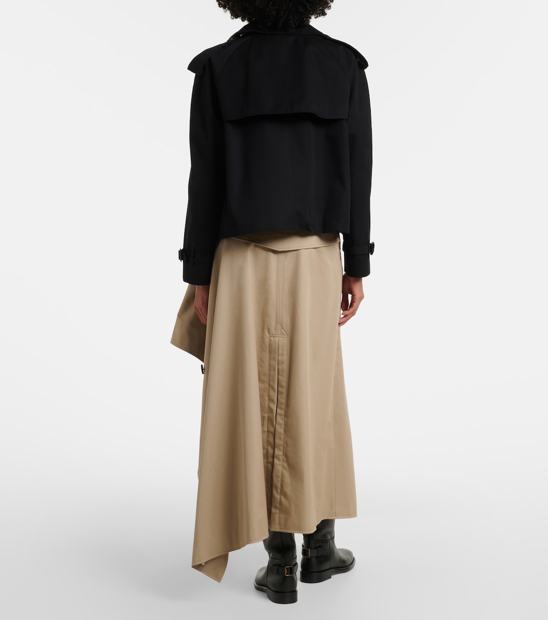 Heather asymmetric cotton midi skirt | Burberry