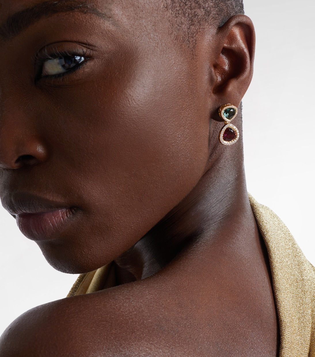 Boucles d’oreilles Two Drop Kaleidoscope en or 18 ct, tourmalines et diamants | Octavia Elizabeth