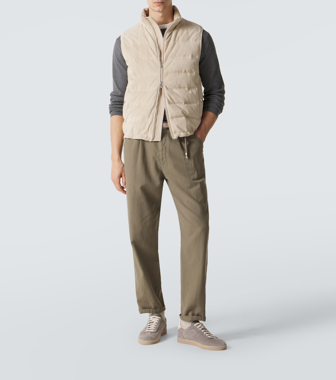 Piumino in suede senza maniche | Brunello Cucinelli