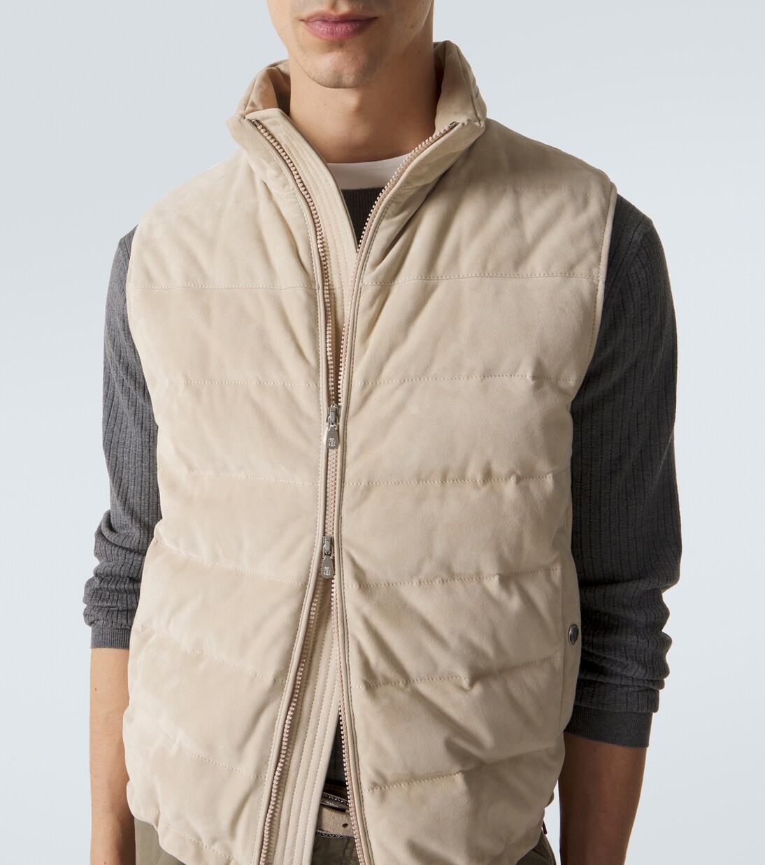 Piumino in suede senza maniche | Brunello Cucinelli