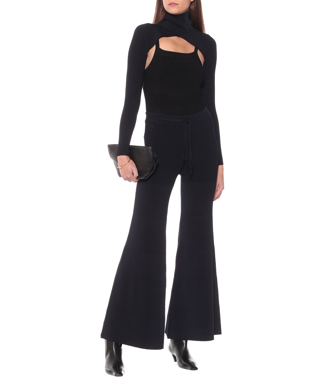 High-rise knit flared pants | Peter Do