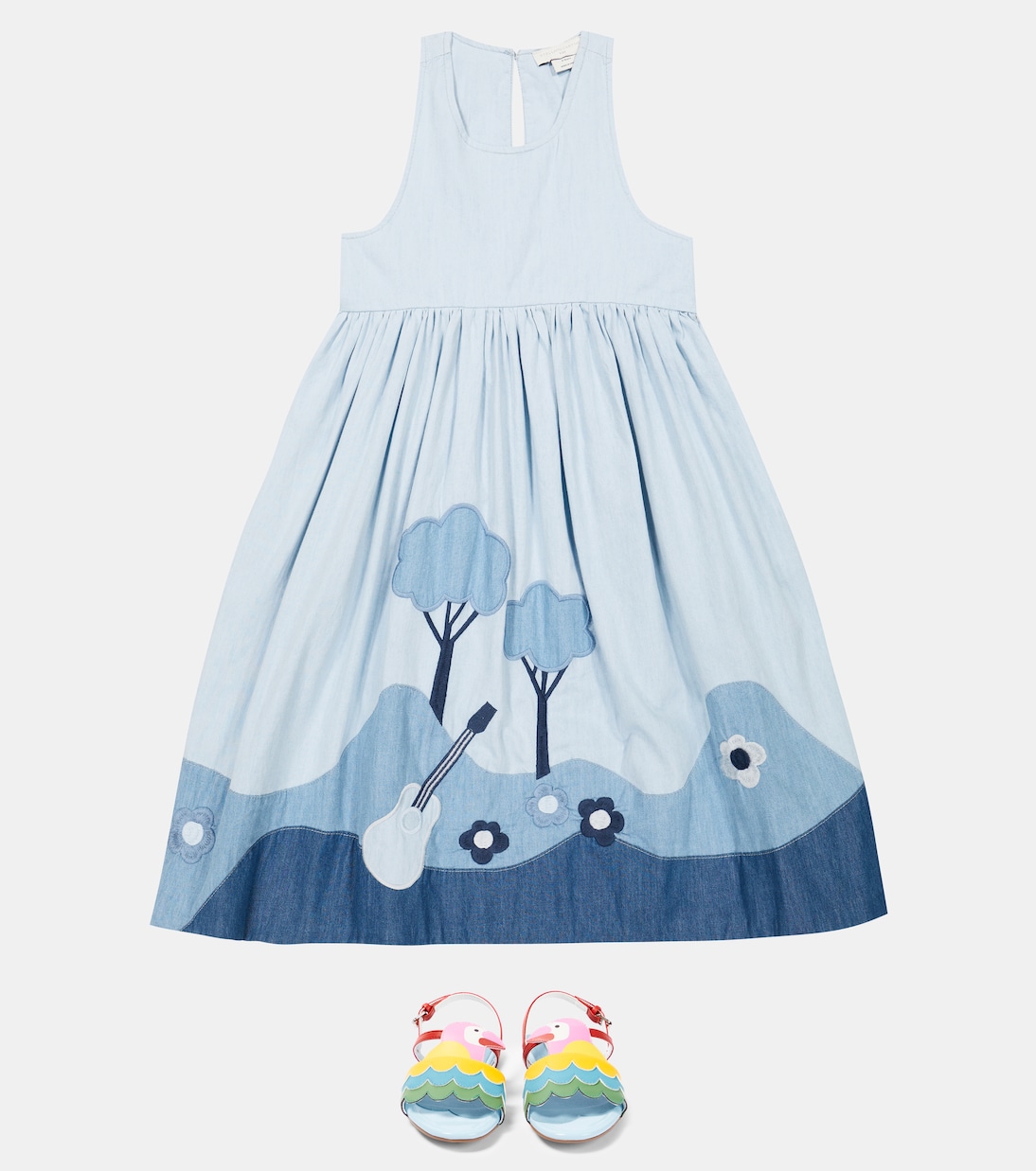 Patchwork cotton chambray dress | Stella McCartney Kids