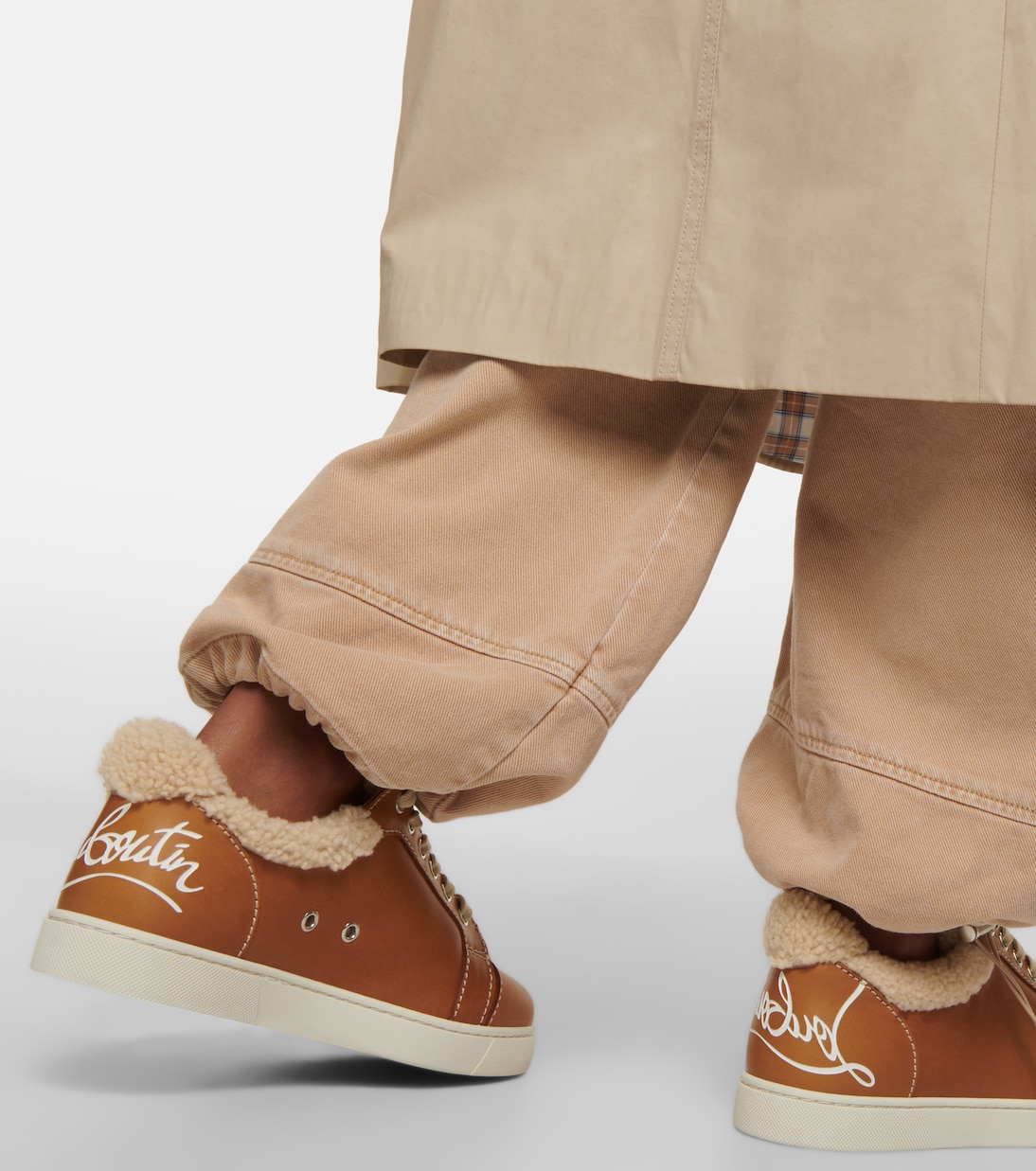 Vierissima shearling-trimmed sneakers | Christian Louboutin
