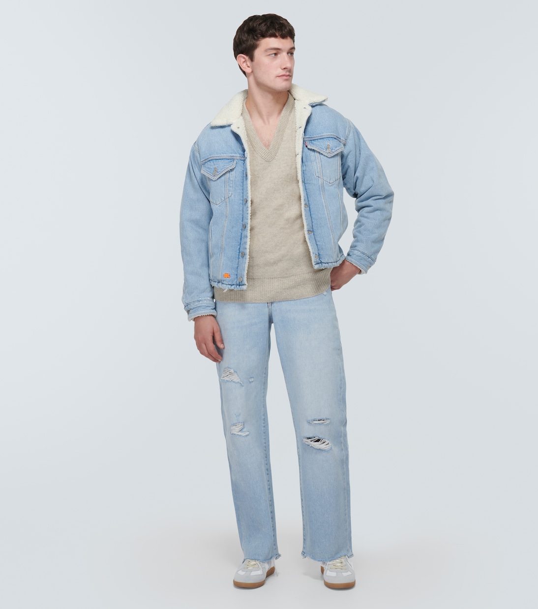 Faux fur-trimmed denim jacket | ERL