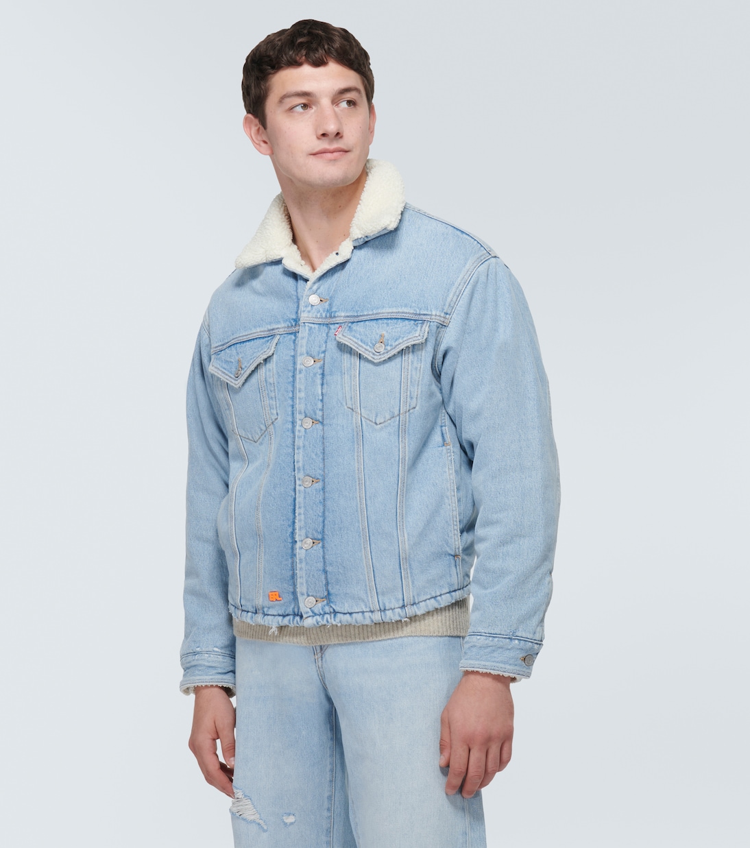 Faux fur-trimmed denim jacket | ERL