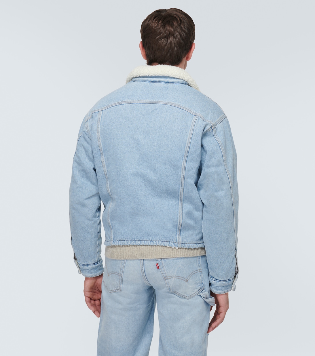Faux fur-trimmed denim jacket | ERL