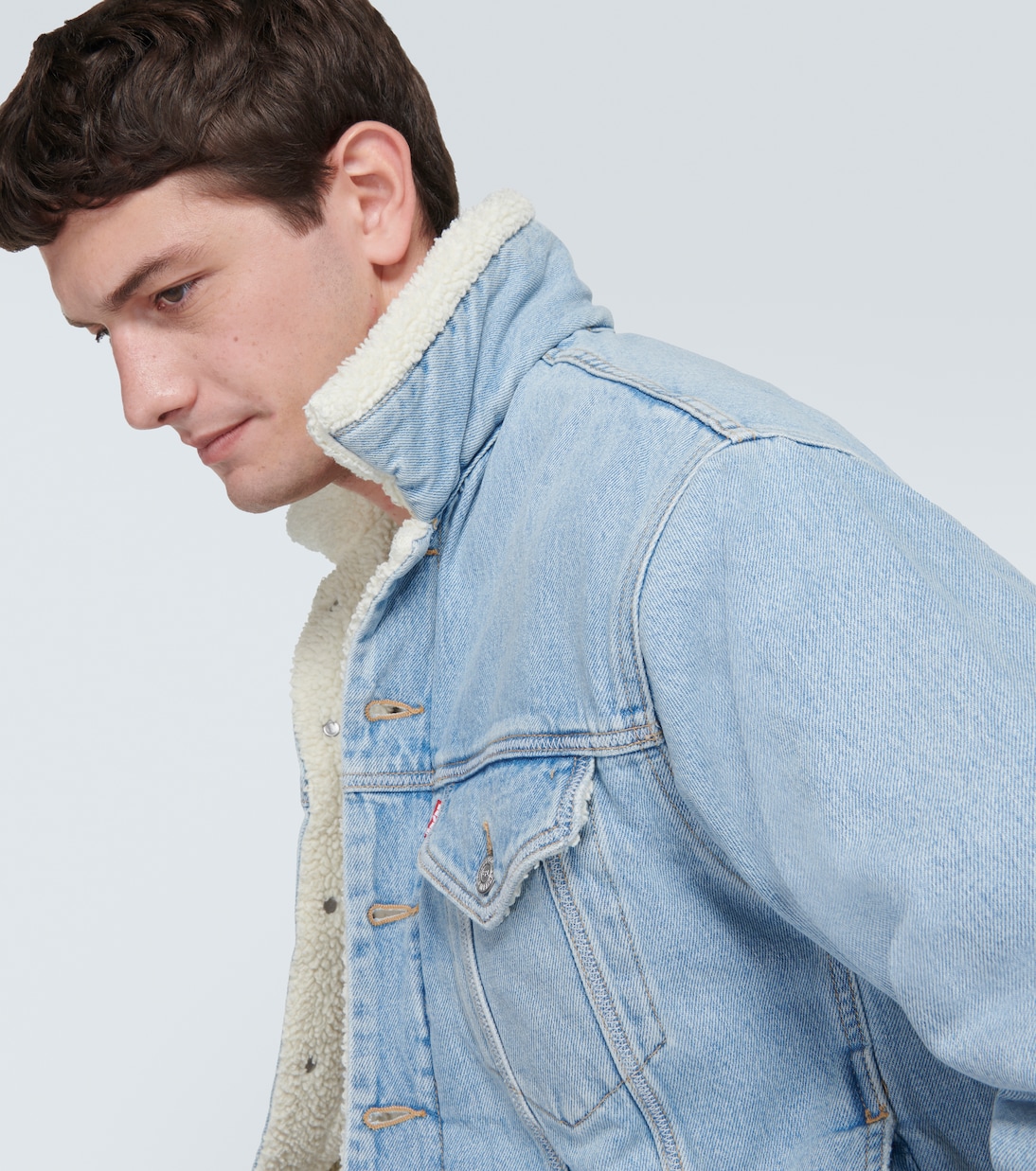 Faux fur-trimmed denim jacket | ERL
