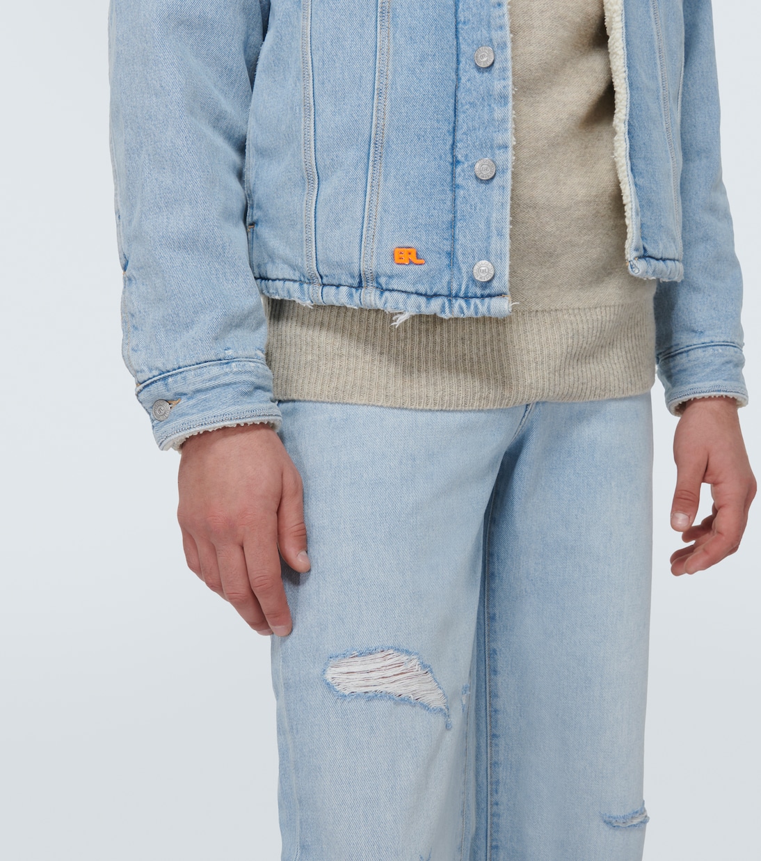 Faux fur-trimmed denim jacket | ERL