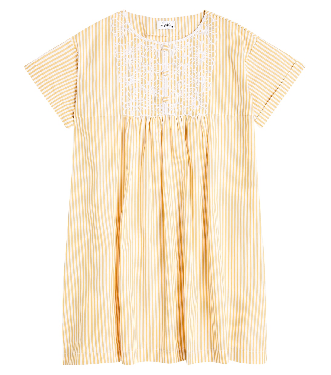 Robe rayée et brodée en coton | Il Gufo