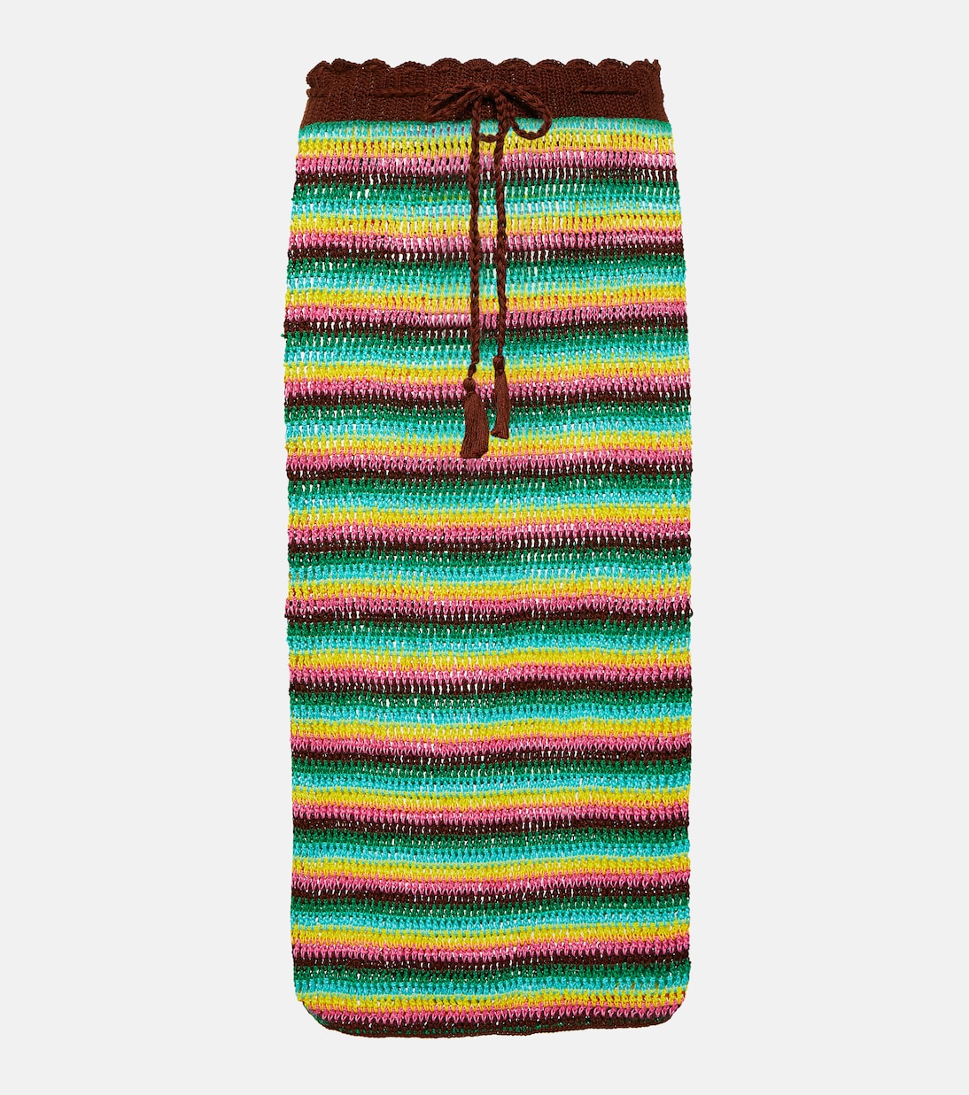 Striped crochet cotton midi skirt | Anna Kosturova