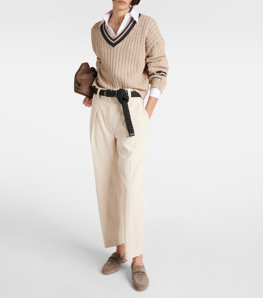 Pantalon droit à taille haute | Brunello Cucinelli