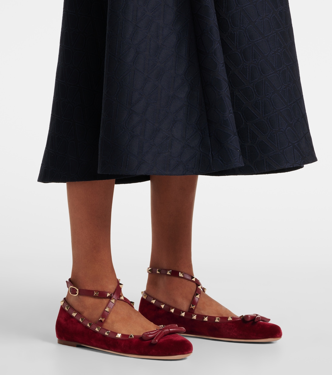 Ballerinas Rockstud aus Samt | Valentino Garavani