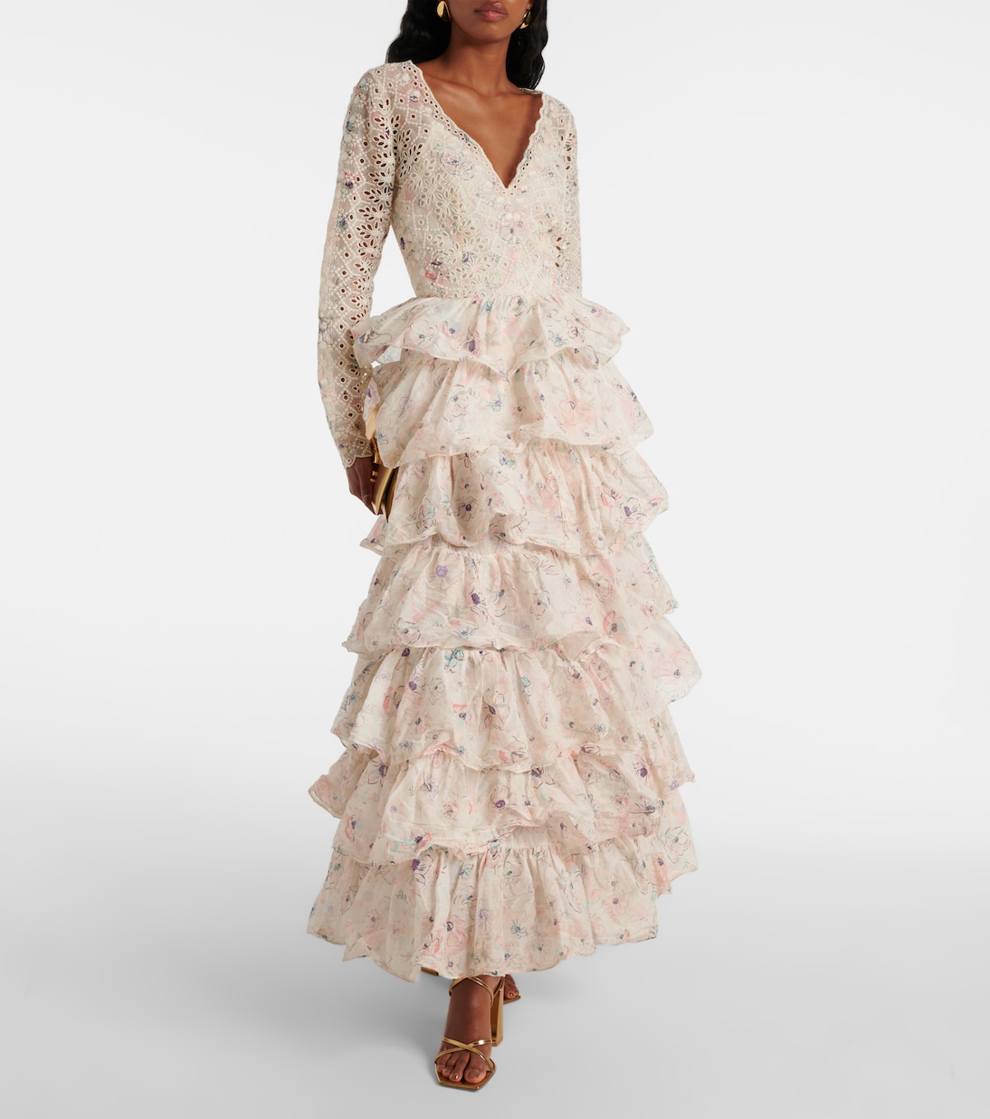 Halliday ruffled tiered cotton gown | Zimmermann