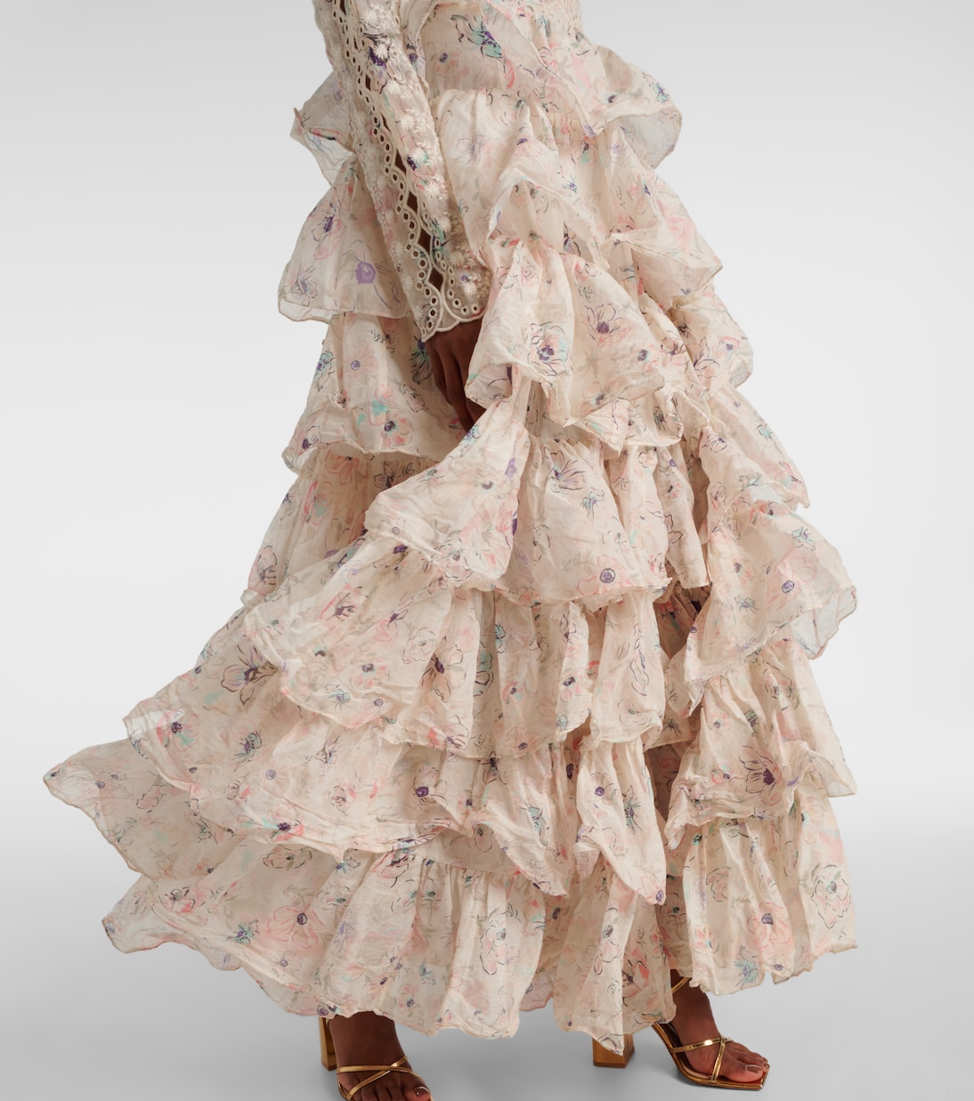 Halliday ruffled tiered cotton gown | Zimmermann