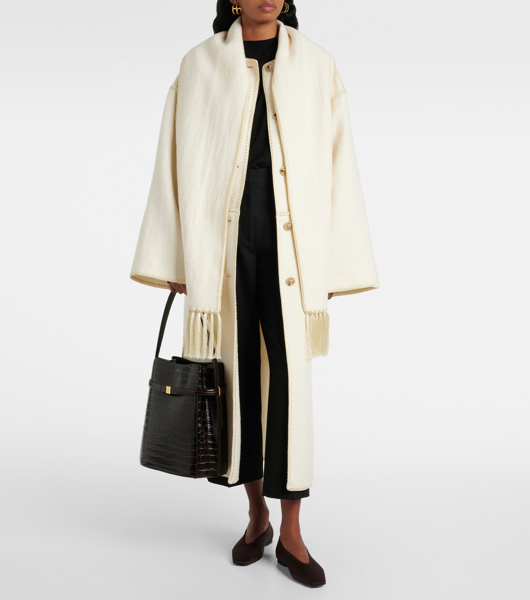 鳄鱼纹效果皮革水桶包 | Toteme