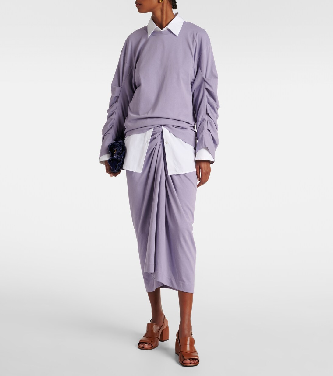 Ruched cotton jersey sweatshirt | Dries Van Noten