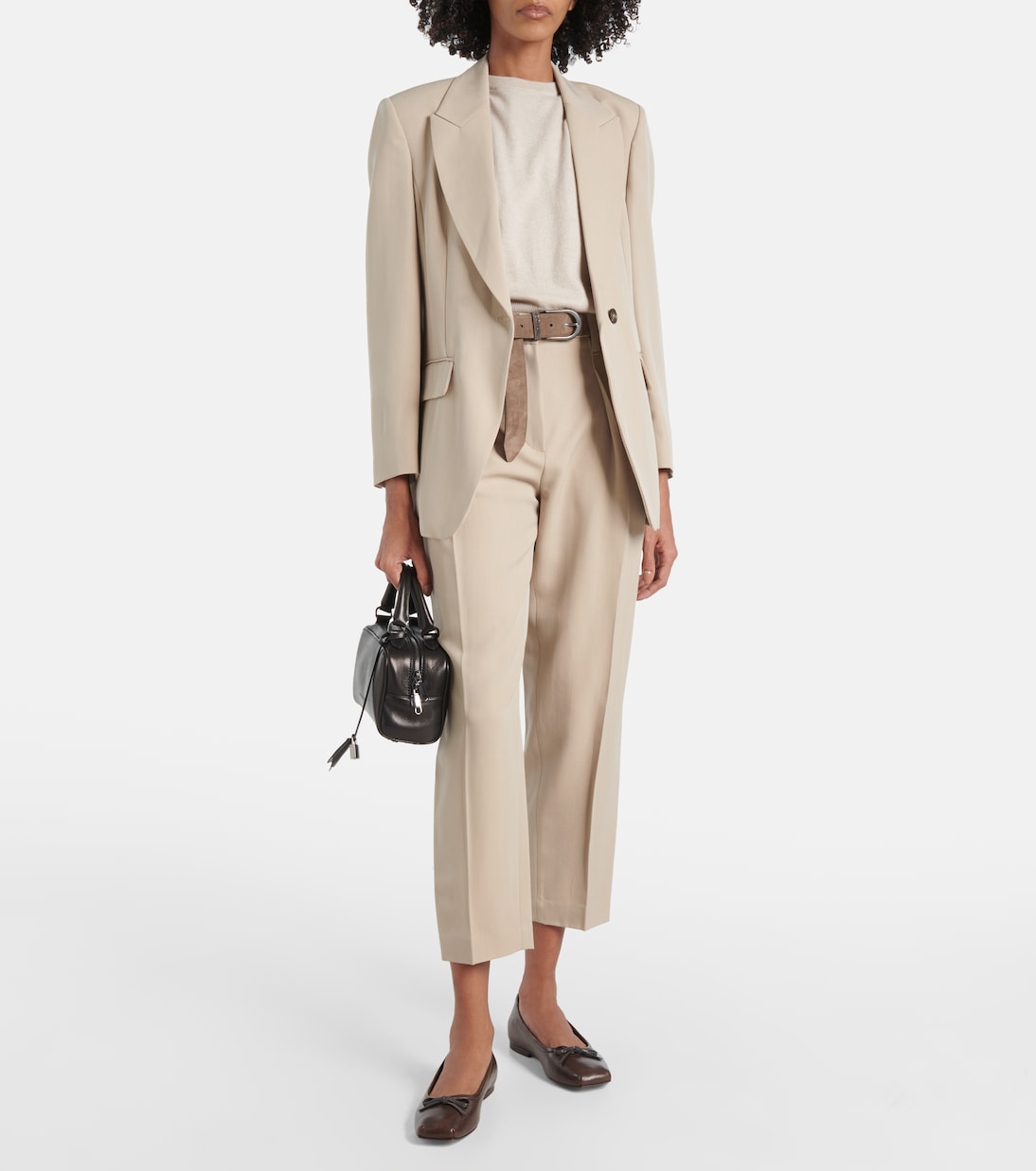 Monili bow-detail leather ballet flats | Brunello Cucinelli