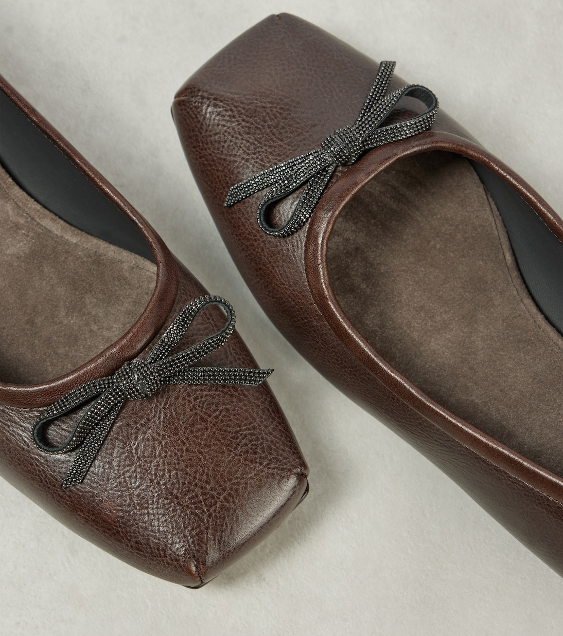Monili bow-detail leather ballet flats | Brunello Cucinelli