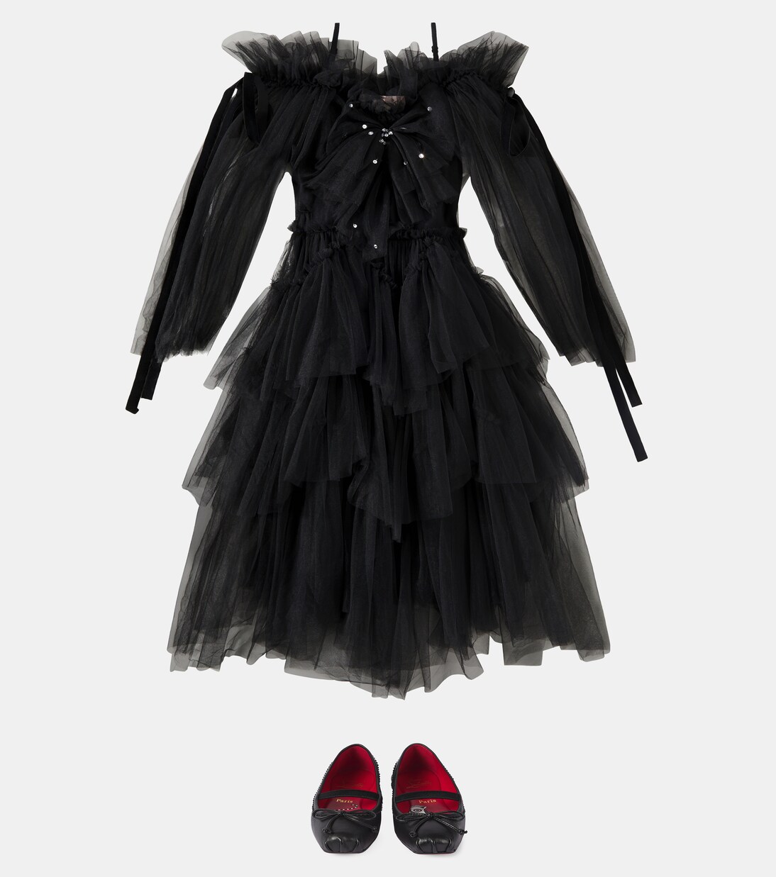 Darkest Night bow-detail tulle dress | Tutu Du Monde