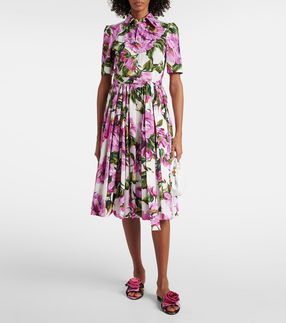 Floral-appliqué brocade slides | Dolce&Gabbana