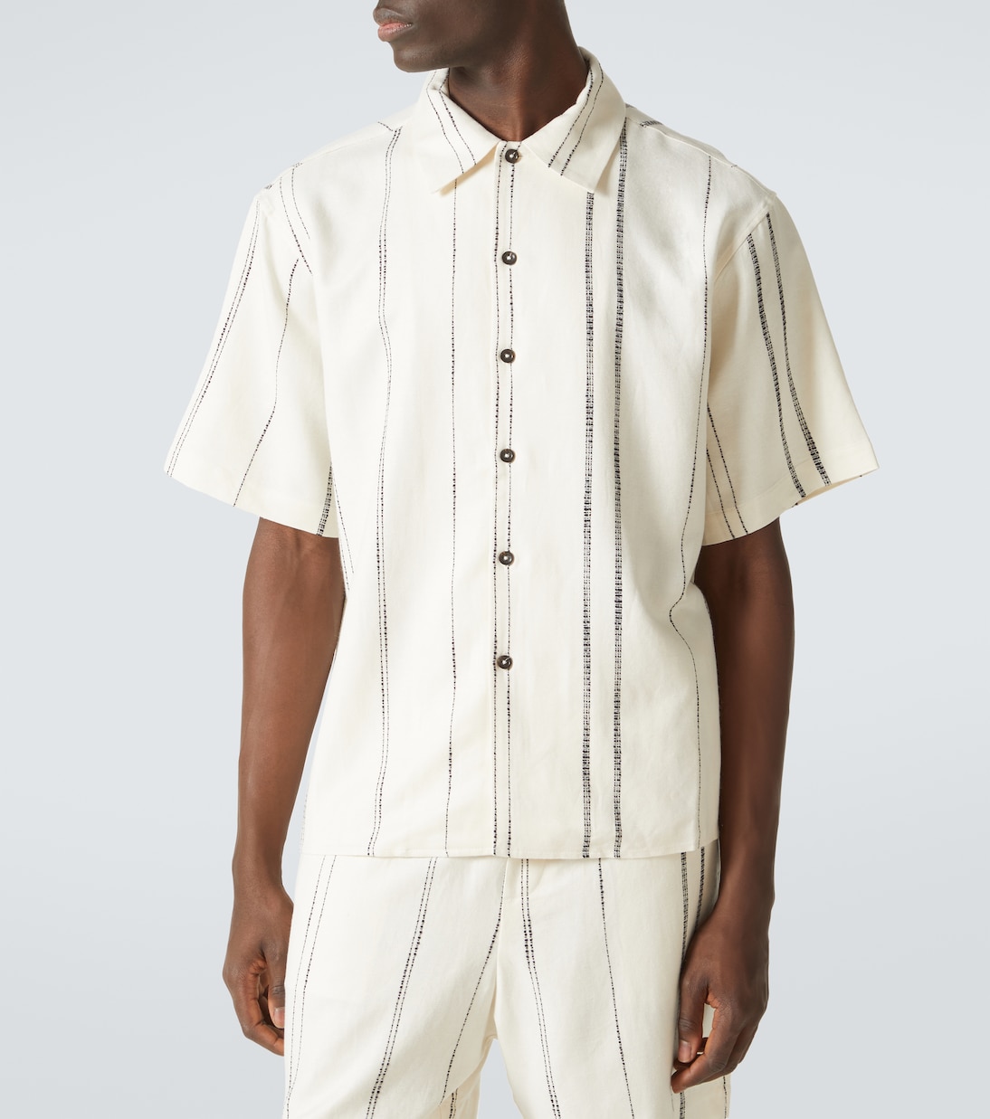 Striped linen and cotton shirt | Commas