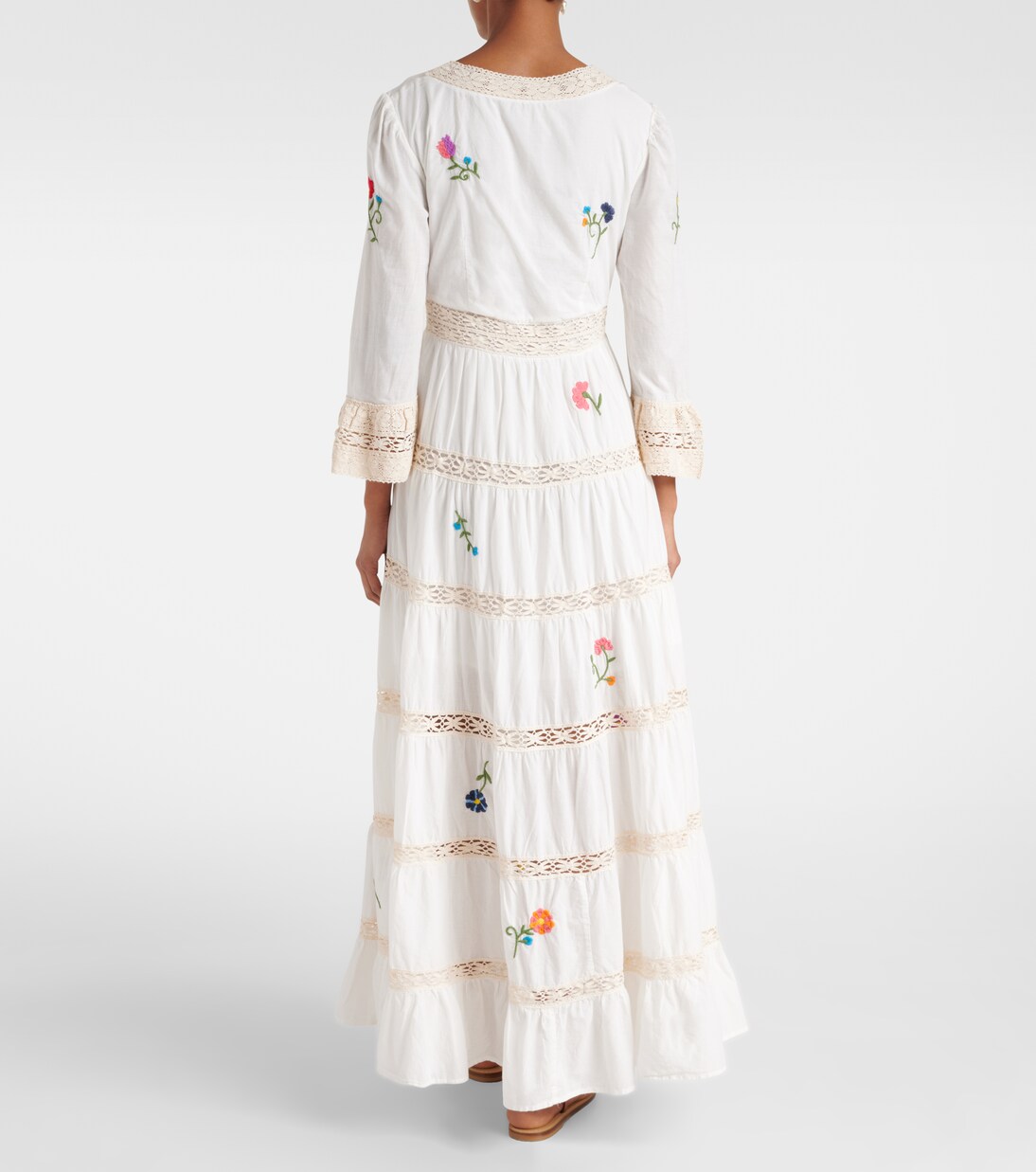 Robe longue Regine brodée en coton | Rixo
