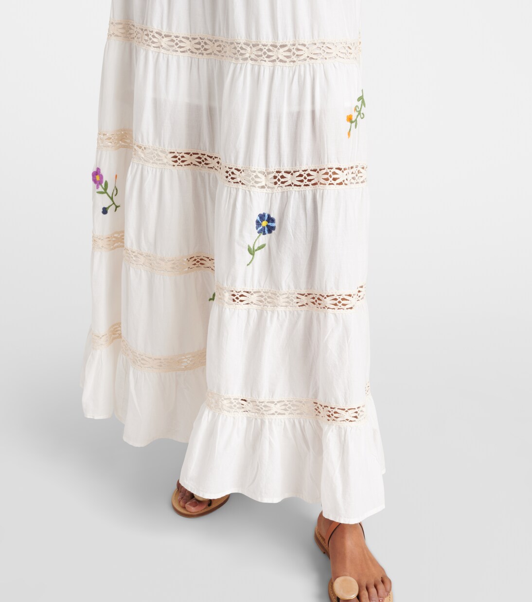 Robe longue Regine brodée en coton | Rixo