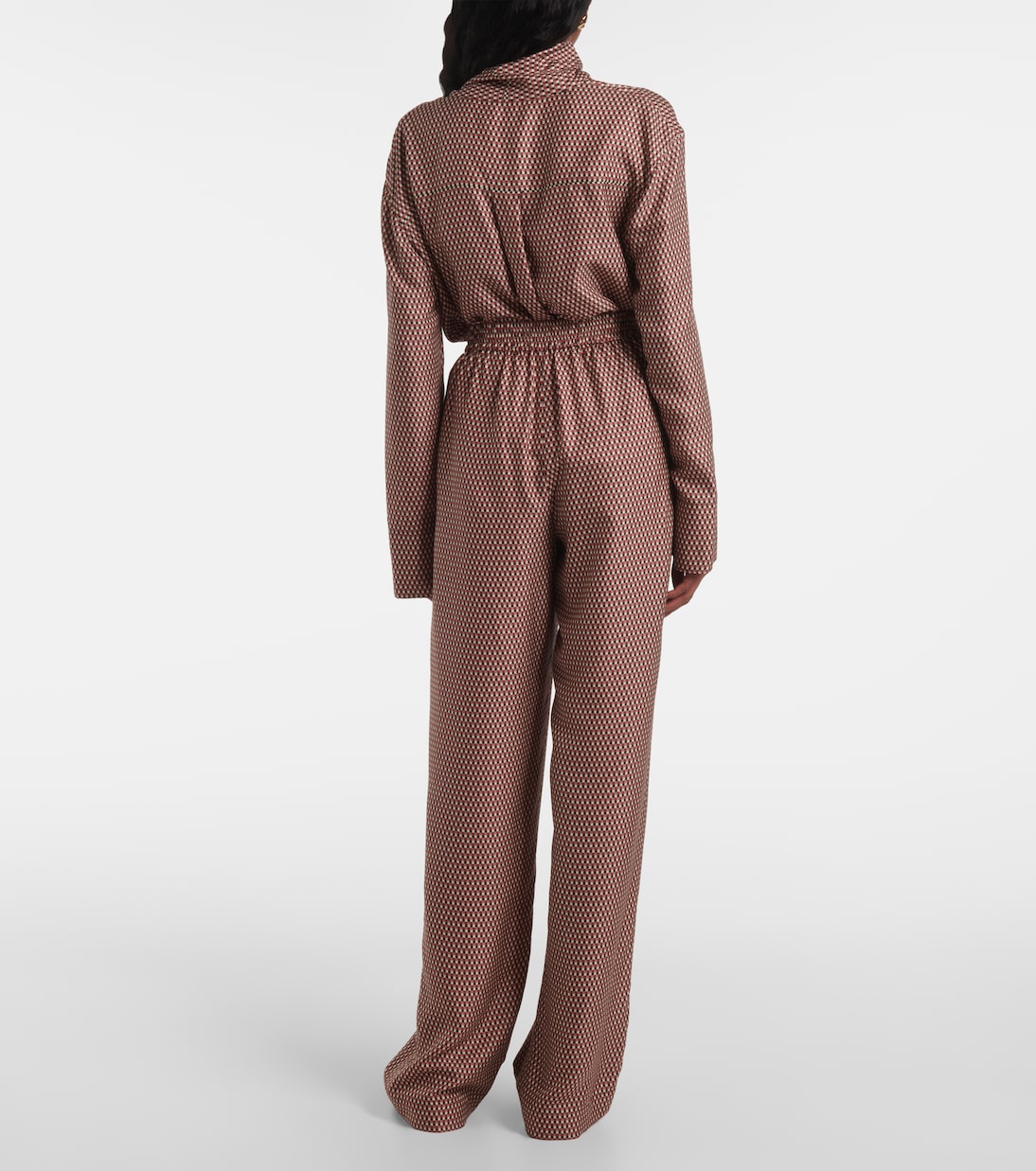 Printed high-rise silk straight pants | Joseph