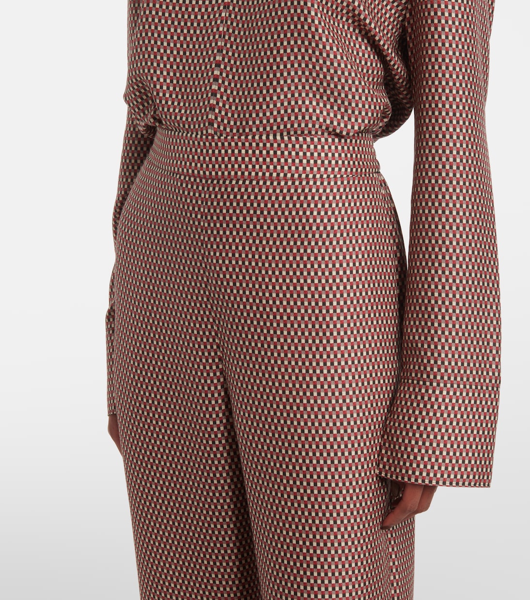 Printed high-rise silk straight pants | Joseph