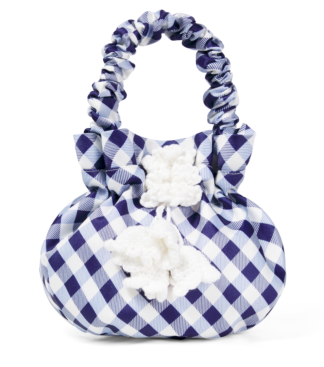 Floral-appliqué gingham taffeta bag | Self-Portrait Kids