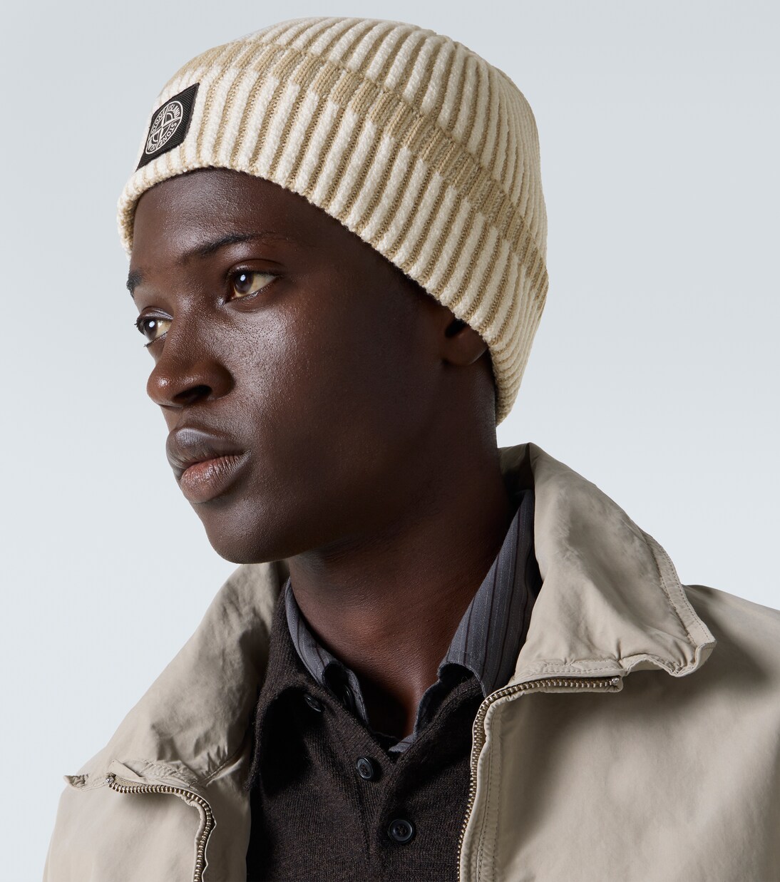 Compass ribbed-knit beanie | Stone Island