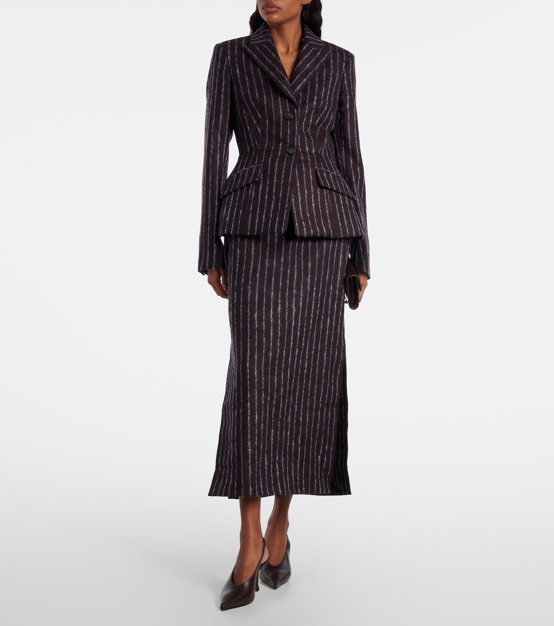 Gonna a tubino gessata in lana e mohair | Erdem