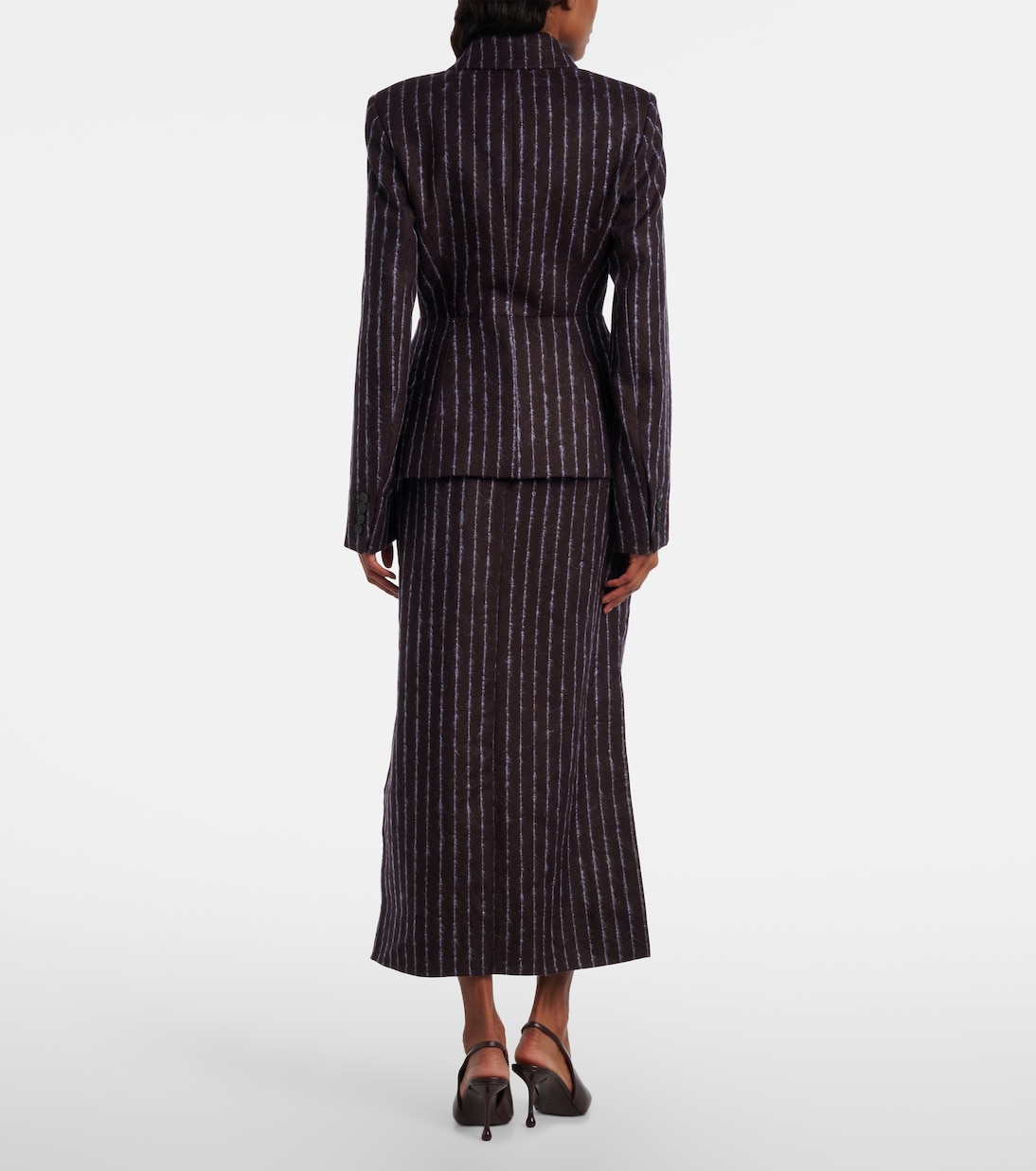 Gonna a tubino gessata in lana e mohair | Erdem