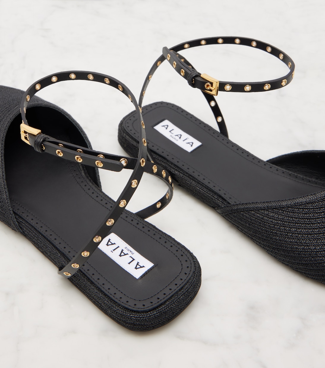 Leather-trimmed slingback flats | Alaïa