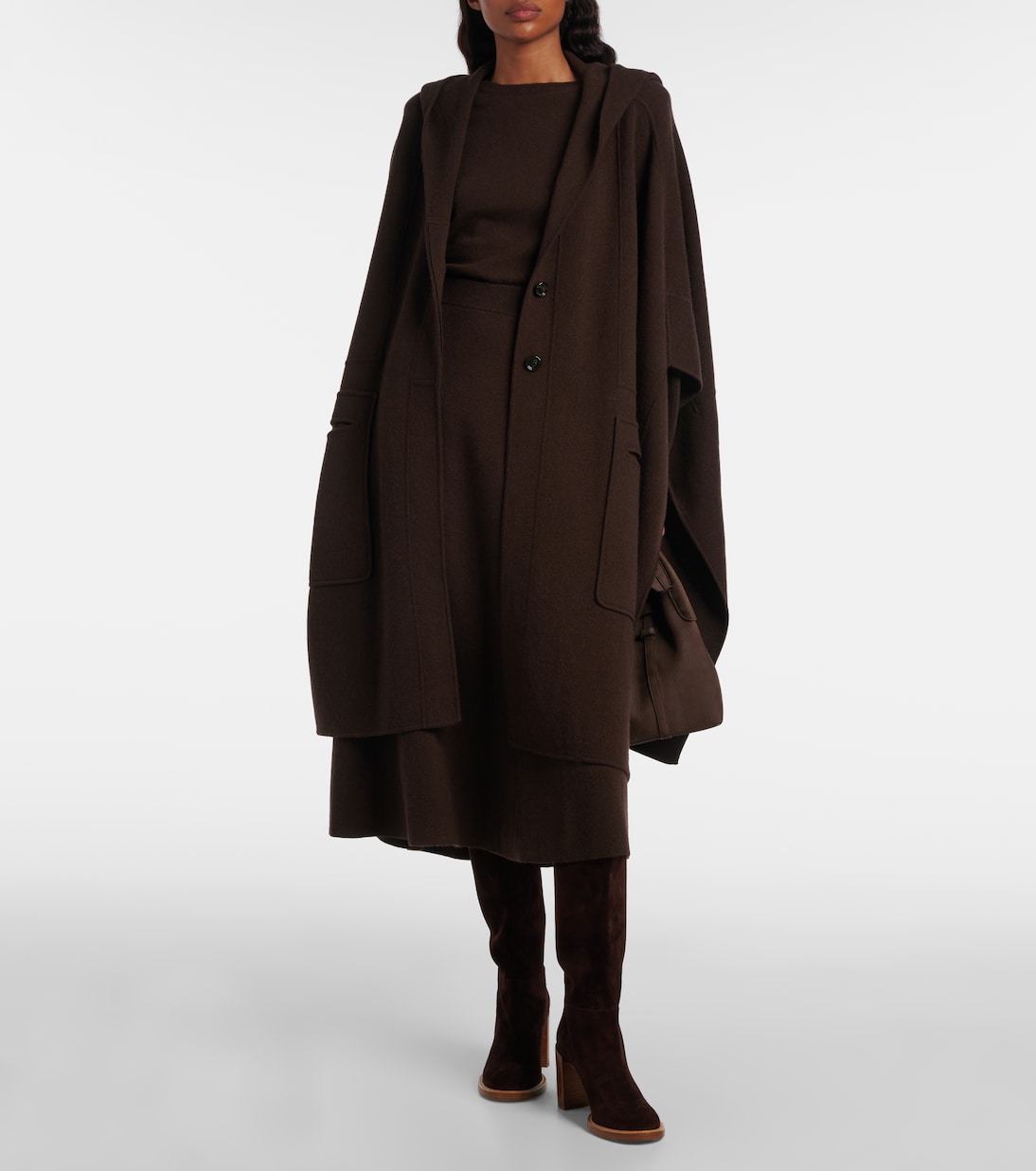 Cape à capuche en laine et cachemire | Jardin des Orangers