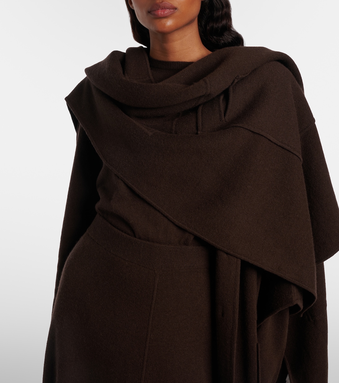 Cape à capuche en laine et cachemire | Jardin des Orangers