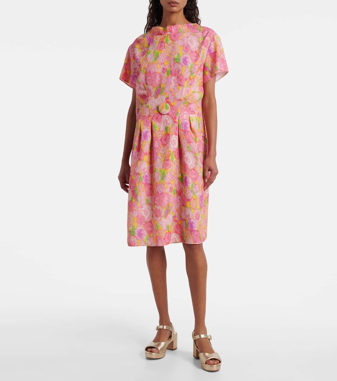 Metallic leather platform sandals | Prada