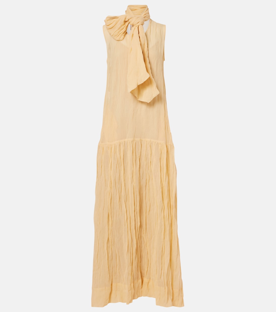 Scarf-detail cotton-blend maxi dress | Plan C