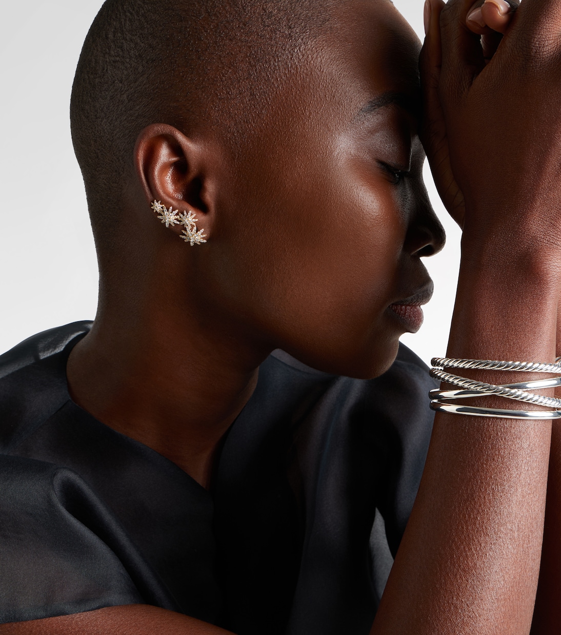 Starburst 18kt gold earrings with diamonds | David Yurman