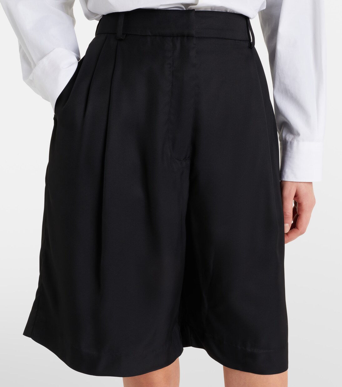 Marfa pleated twill Bermuda shorts | The Frankie Shop